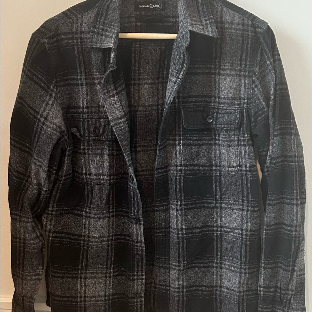 Treasure & Bond Black and Gray Plaid Jacket